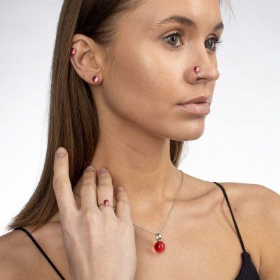 Кулон Закат, розовый топаз 12 мм, серебро 925