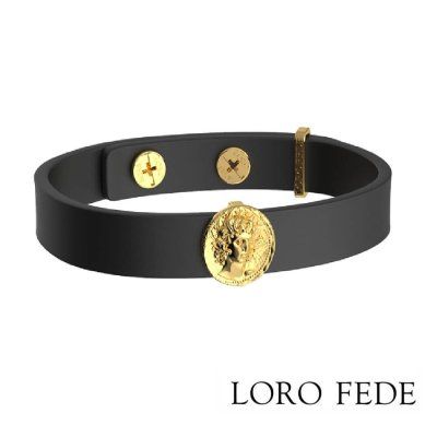  Сет - медальон LORO FEDE Аполлон, золото 585 и браслет из натуральной кожи
