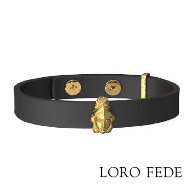 Сет - медальон LORO FEDE Афина, золото 585 и браслет из натуральной кожи