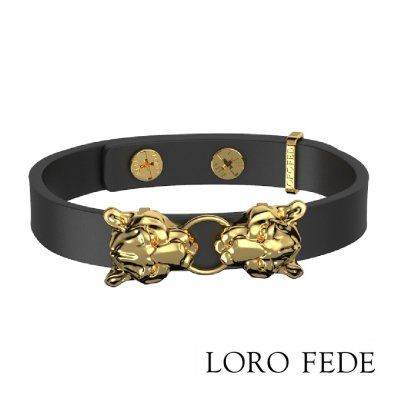  Сет - медальон LORO FEDE Ягуар, золото 585 и браслет из натуральной кожи