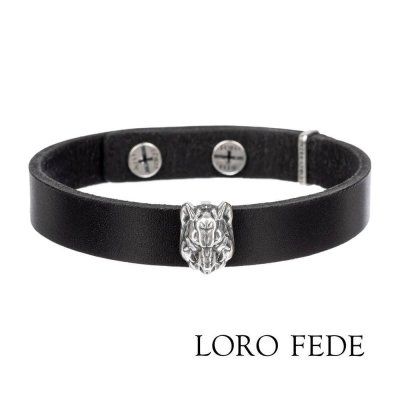Сет - медальон LORO FEDE Волчица, серебро 925 и браслет из натуральной кожи