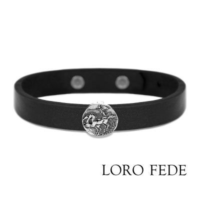 Сет - медальон LOROFEDE Колесница, серебро 925 и браслет из натуральной кожи