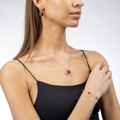 Браслет Алхимия, розовый топаз 6 мм, серебро 925